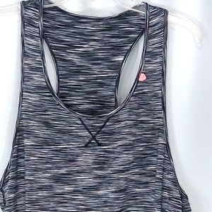 Tangerine Black White Racerback Space Dye Athletic Workout Top Small Medium